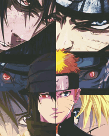 a collage of anime characters including naruto sasuke and itachi