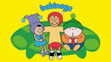 a cartoon of bobinggs sits on a green frog