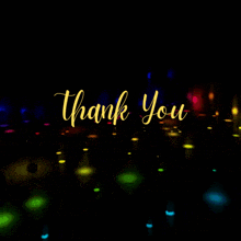 a black background with the words thank you written in gold