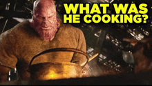 a man with a pot in front of him and the words what was he cooking above him