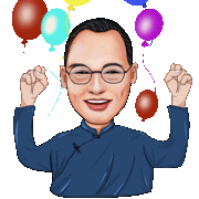 a man with glasses is holding balloons in his hands