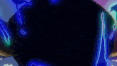 a drawing of a person 's face with a blue background
