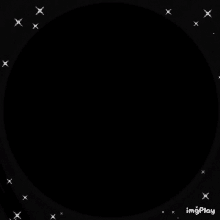 a black circle with white stars around it on a black background