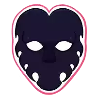 a cartoon drawing of a heart shaped mask