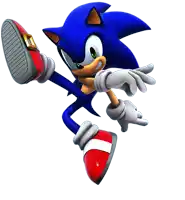 a picture of sonic the hedgehog jumping in the air with a white background