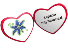 a heart shaped mirror with the words lepton my beloved written on it