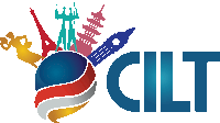 a logo for cilt shows a globe and various buildings