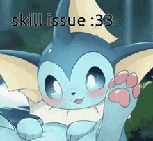 a cartoon of a cat with the words skill issue : 33 on the top