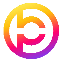 a colorful circle with a white letter p inside of it