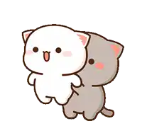 a couple of cartoon cats standing next to each other on a white background .