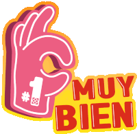 a sticker with a hand giving an ok sign and the words muy bien