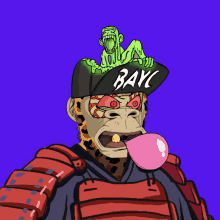 a cartoon of a gorilla wearing a hat that says bayc on it