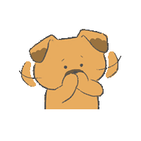 a cartoon dog is covering his nose with his hands .