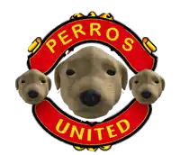 a perros united logo with three dogs in the center