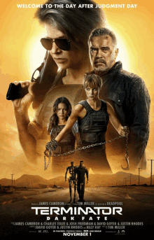 a poster for terminator dark fate with james cameron