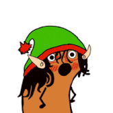a cartoon of a person wearing a green elf hat