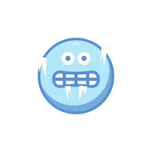 a cartoon illustration of a frozen smiley face with icicles coming out of it 's mouth .