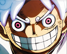 a close up of a cartoon character 's face with a large smile