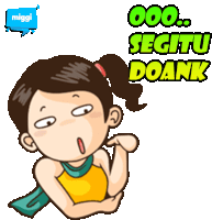 a cartoon of a girl with the words segitu doank written above her