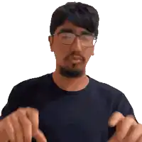 a man wearing glasses and a black shirt holds his hands together