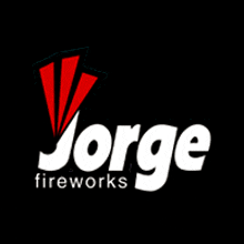 jorge fireworks logo on a black background with a red stripe