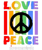 a peace sign is surrounded by the word love and peace