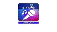 a logo for smule on tv with a microphone