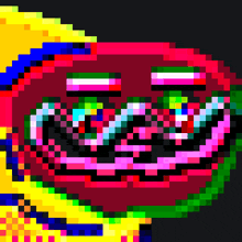 a pixel art drawing of a hamburger with the word hamburger visible