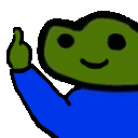 a pixel art of a frog giving a thumbs up .