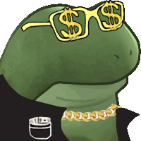 a cartoon of a frog wearing sunglasses and a gold chain