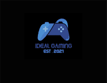 a blue video game controller with the words ideal gaming est. 2021 on the bottom