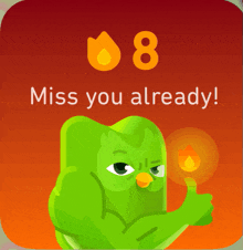 a miss you already message with a cartoon character