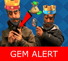 a man with a crown on his head looks through a magnifying glass next to another man with a mustache