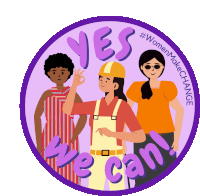 a sticker that says yes we can with three women