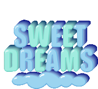 the words sweet dreams are displayed in blue letters