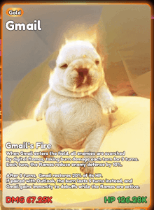 a card that says gmail on it with a picture of a dog
