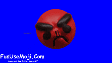 a picture of a red face with black eyes and the words funusemoji.com below it