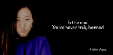a woman in a purple jacket with a quote by hellen wong