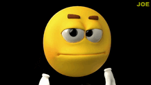 a cartoon smiley face with a black background and the word joe below it