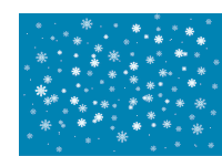 snowflakes falling on a blue background with a circle in the center