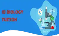 a blue background with the words ib biology tuition in red