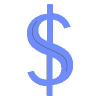 a blue dollar sign with a black outline