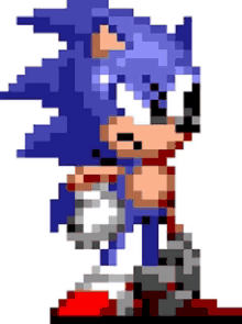 a pixel art of sonic the hedgehog holding a chain