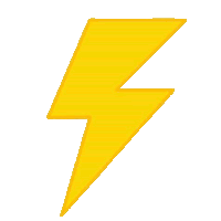 a yellow lightning bolt is shown on a white background .