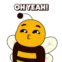 a cartoon bee with the words oh yeah written above it