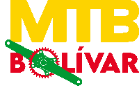 a logo for mtb bolivar shows a green crank and a red gear