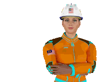 a woman is wearing a helmet with the malaysian flag on it