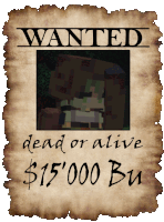 a wanted poster for a dead or alive worth $ 15,000 bu