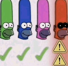 a cartoon of homer simpson with a green check mark