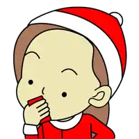 a cartoon girl is wearing a santa hat and holding something in her hand .